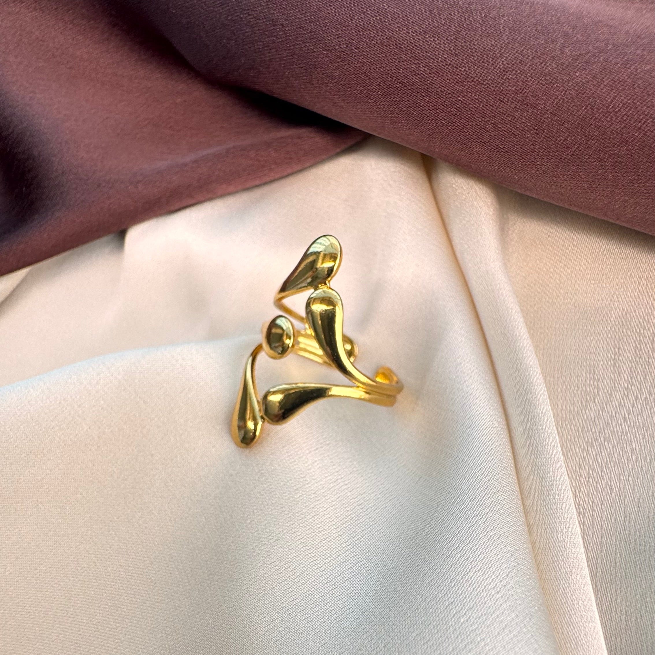 TFC Raindrop Gold Plated Adjustable Ring