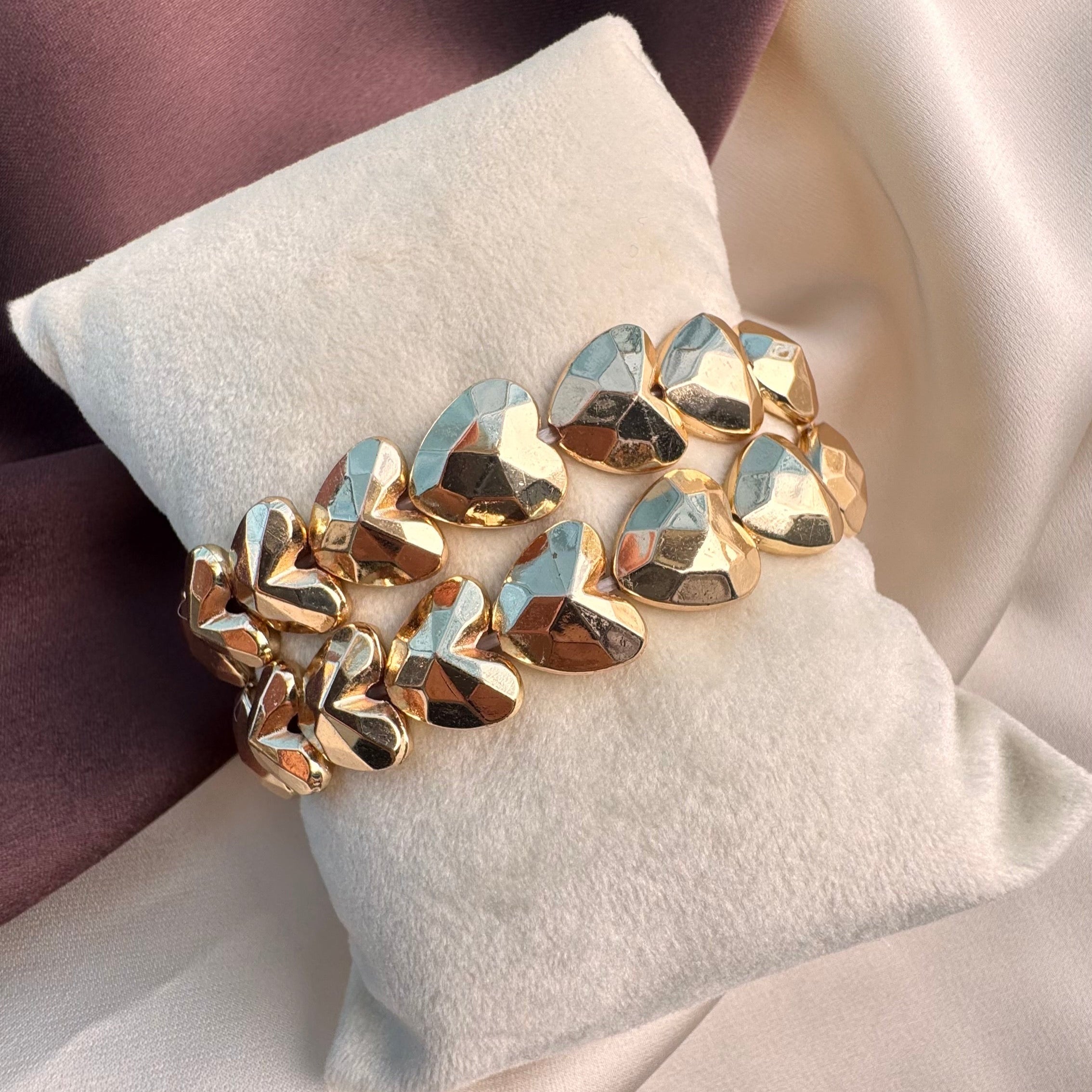 TFC New Texture Heart Gold Plated Bracelet (set of 2)