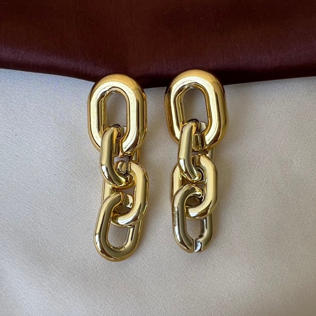 TFC Lock Loop Gold Plated Dangler Earrings