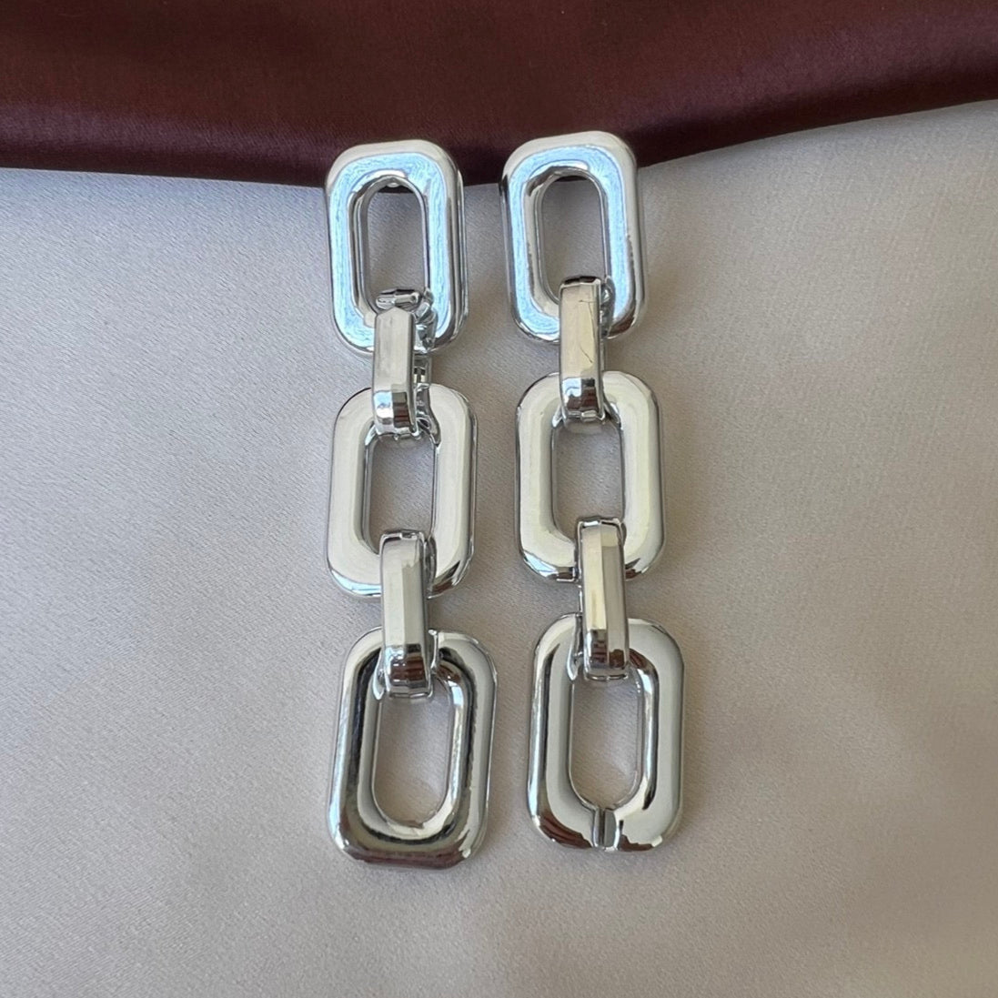 TFC Recto Chain Silver Plated Dangler Earrings