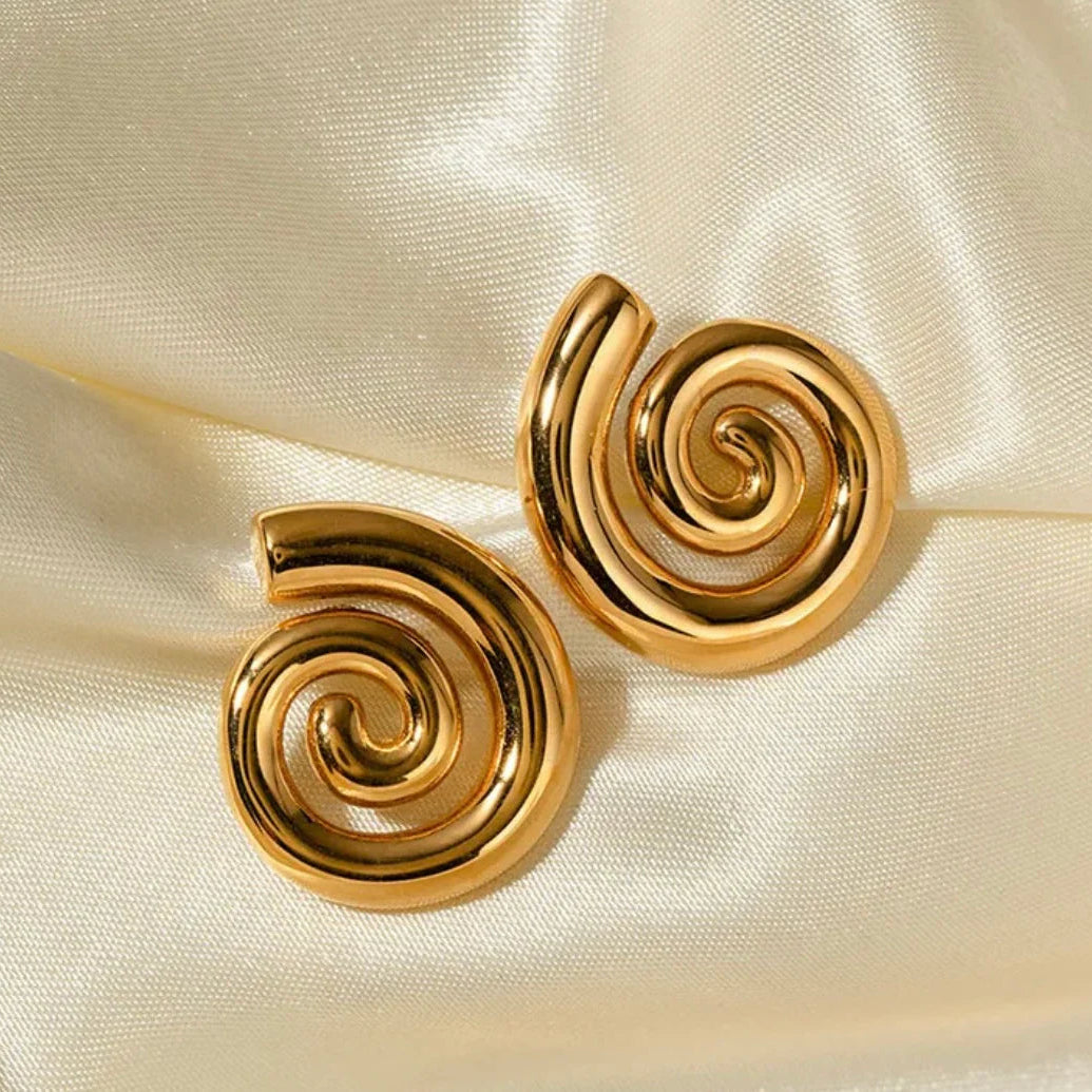 TFC Fossil Shape Gold Plated Stud Earrings