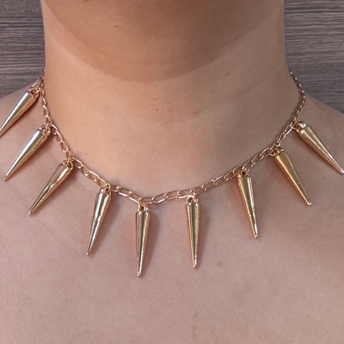 TFC Sharp Pin Charms Gold Plated Necklace