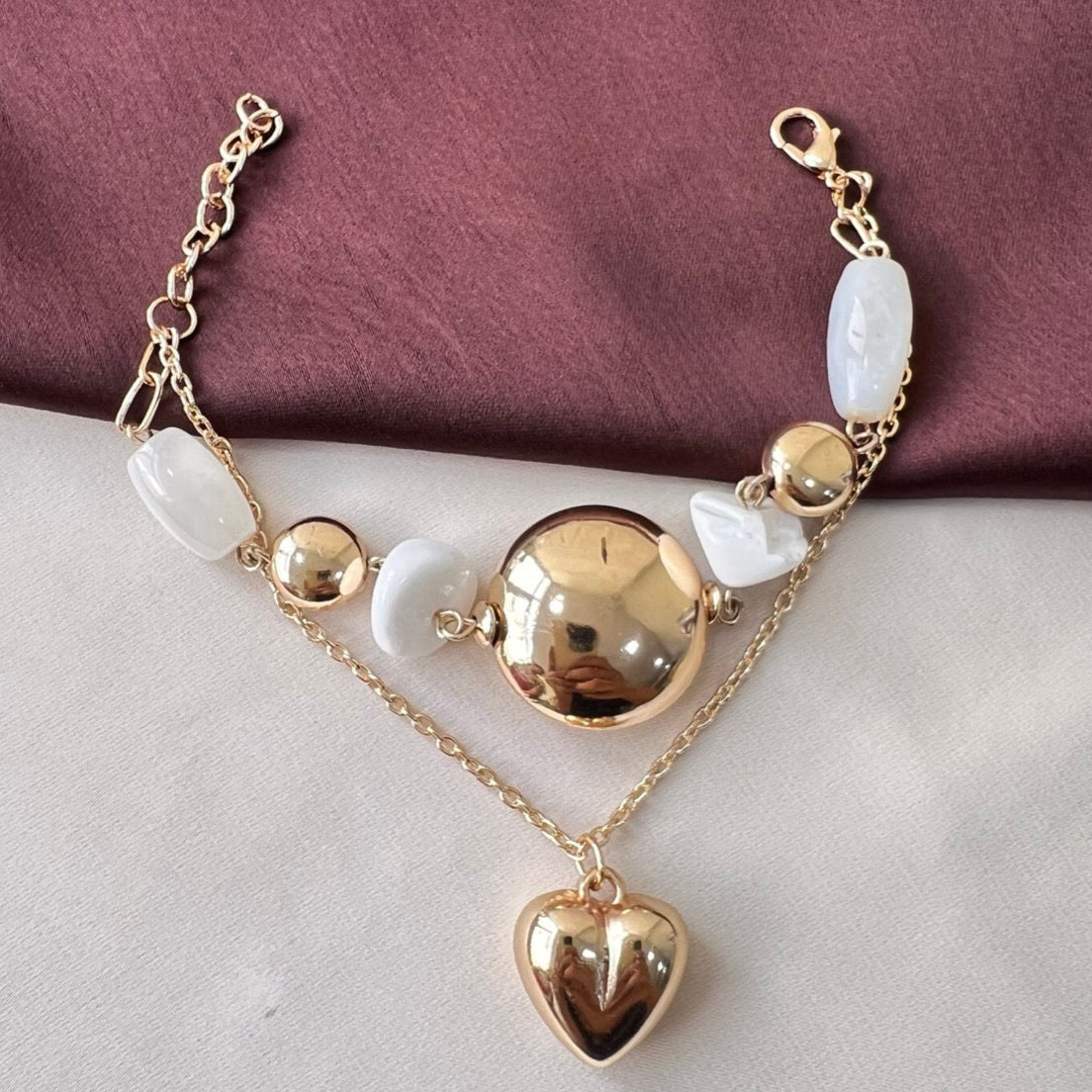 TFC Coin Heart Charm Gold Plated Bracelet