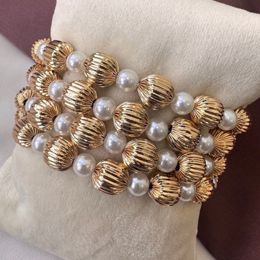 TFC Tiny Vortex and Pearl Stacked Bracelet