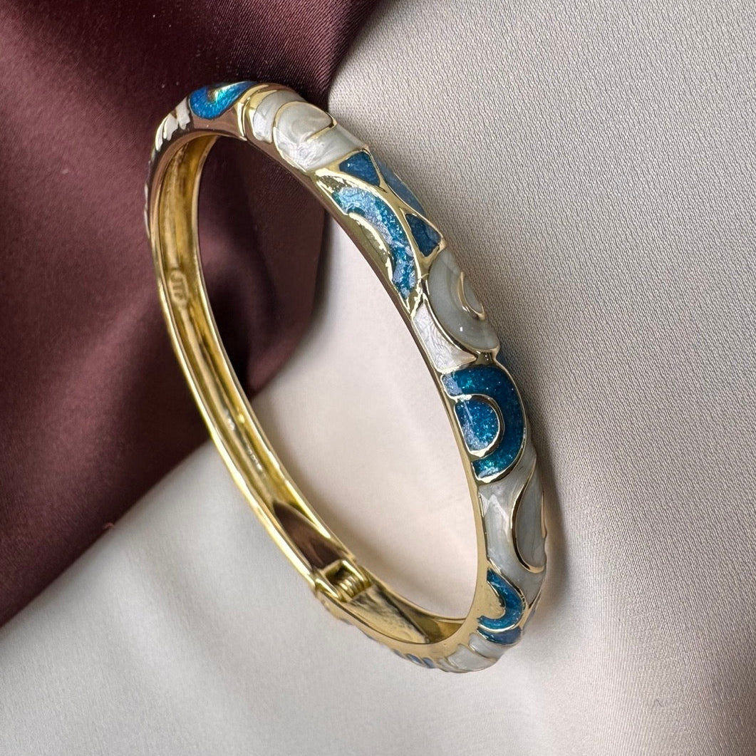 TFC Size 2.6 Blue Swirl Gold Plated Bangle
