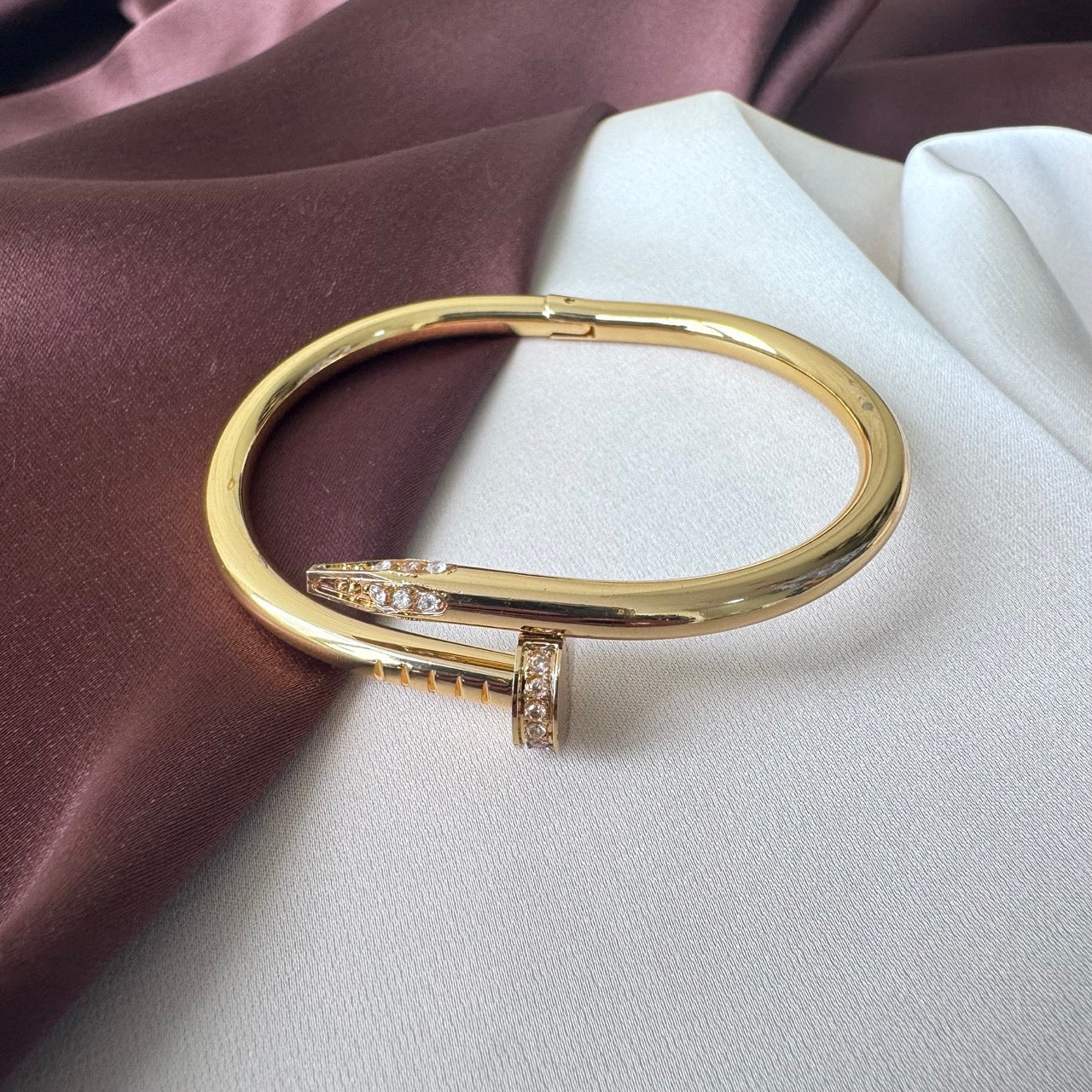 TFC Size 2.2 Royal Stone Ends Gold Plated Bracelet Bangle