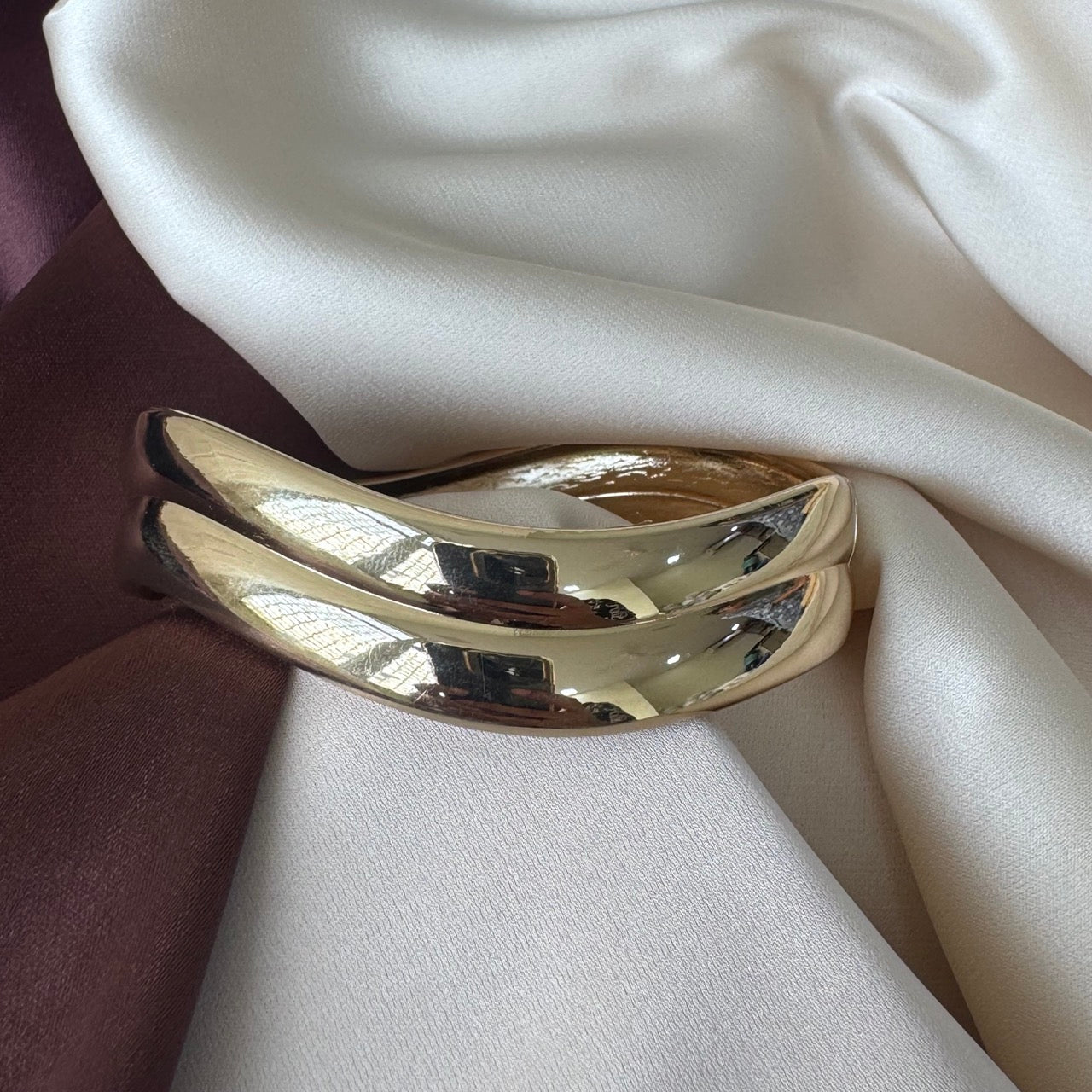 TFC Size 2.6 Dual Wave Gold Plated Bracelet Bangle