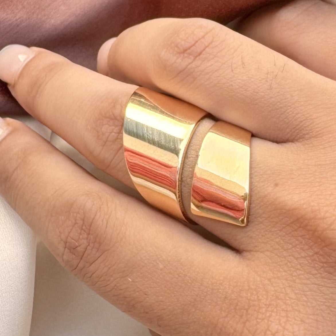 TFC Sharp Edge Gold Plated Adjustable Ring