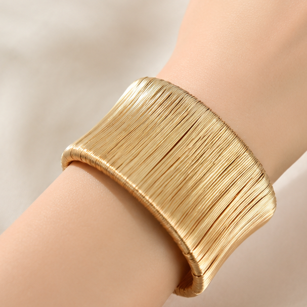 TFC Adjustable Aurora Wire Gold Plated Cuff Bracelet
