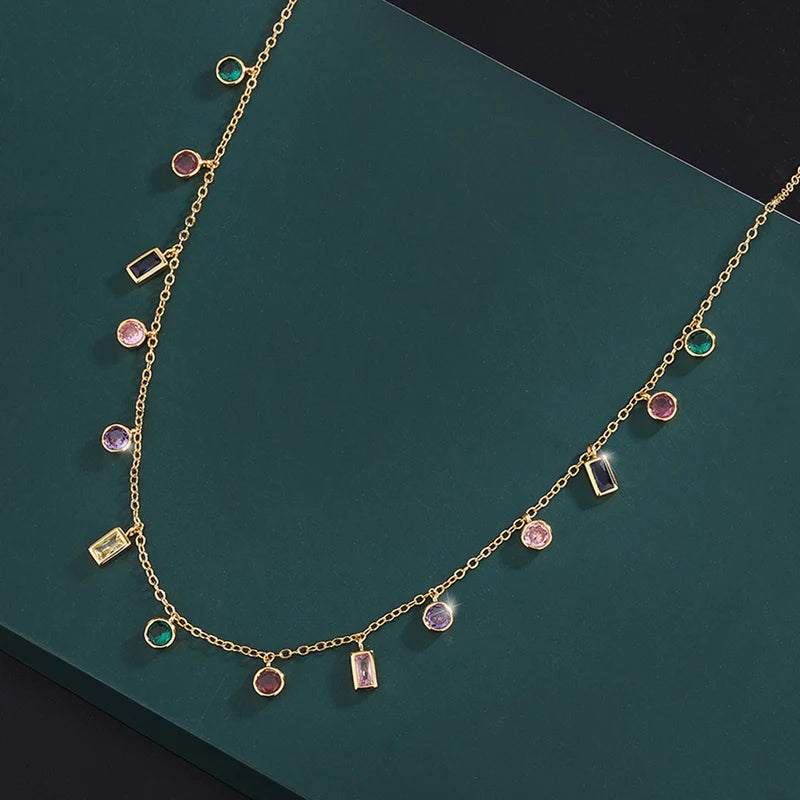 TFC Multi Shape Stone Gold Plated Necklace