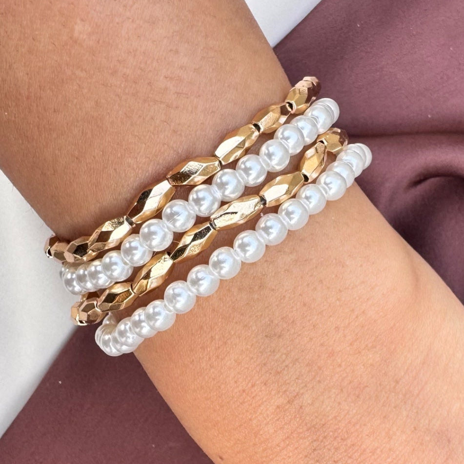 TFC Pearl And Gold Edit Gold Plated Bracelet (set of 4)