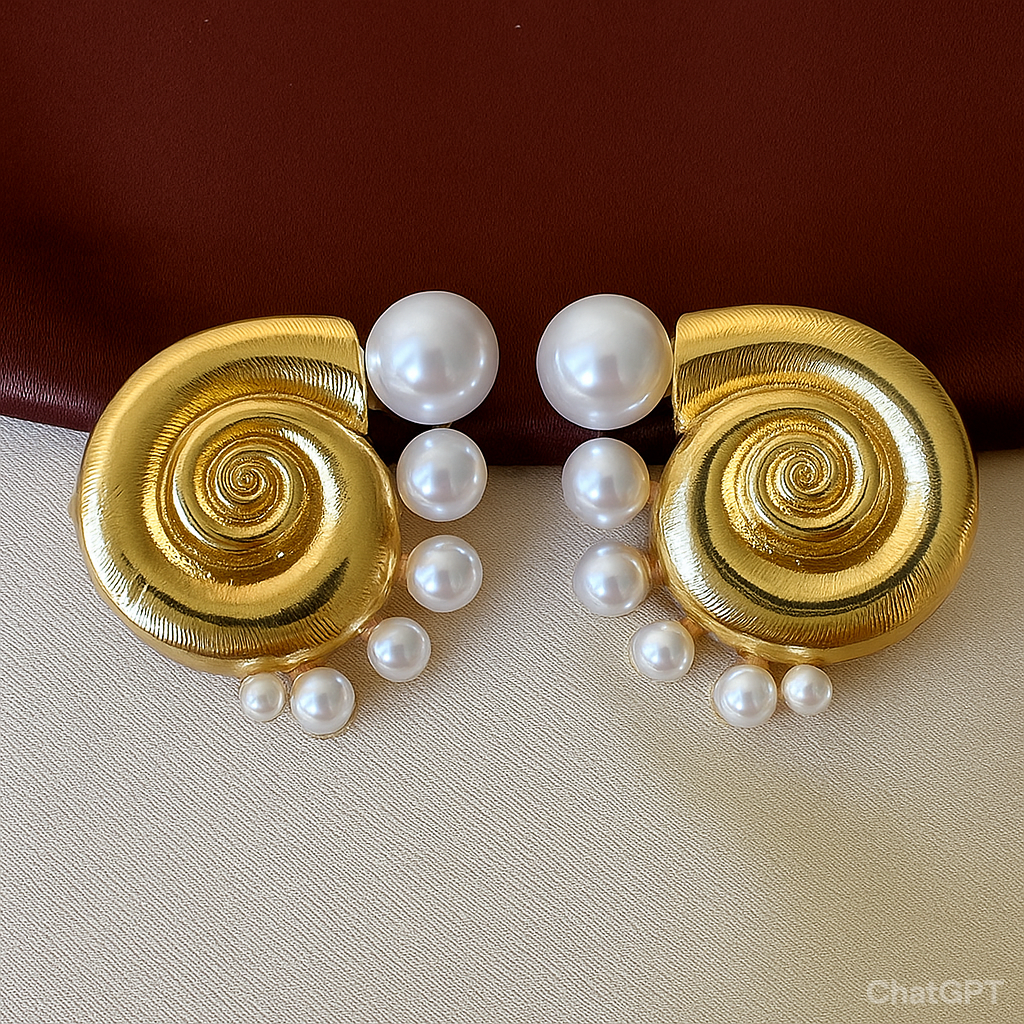 TFC Pearl Shell Gold Plated Stud Earrings