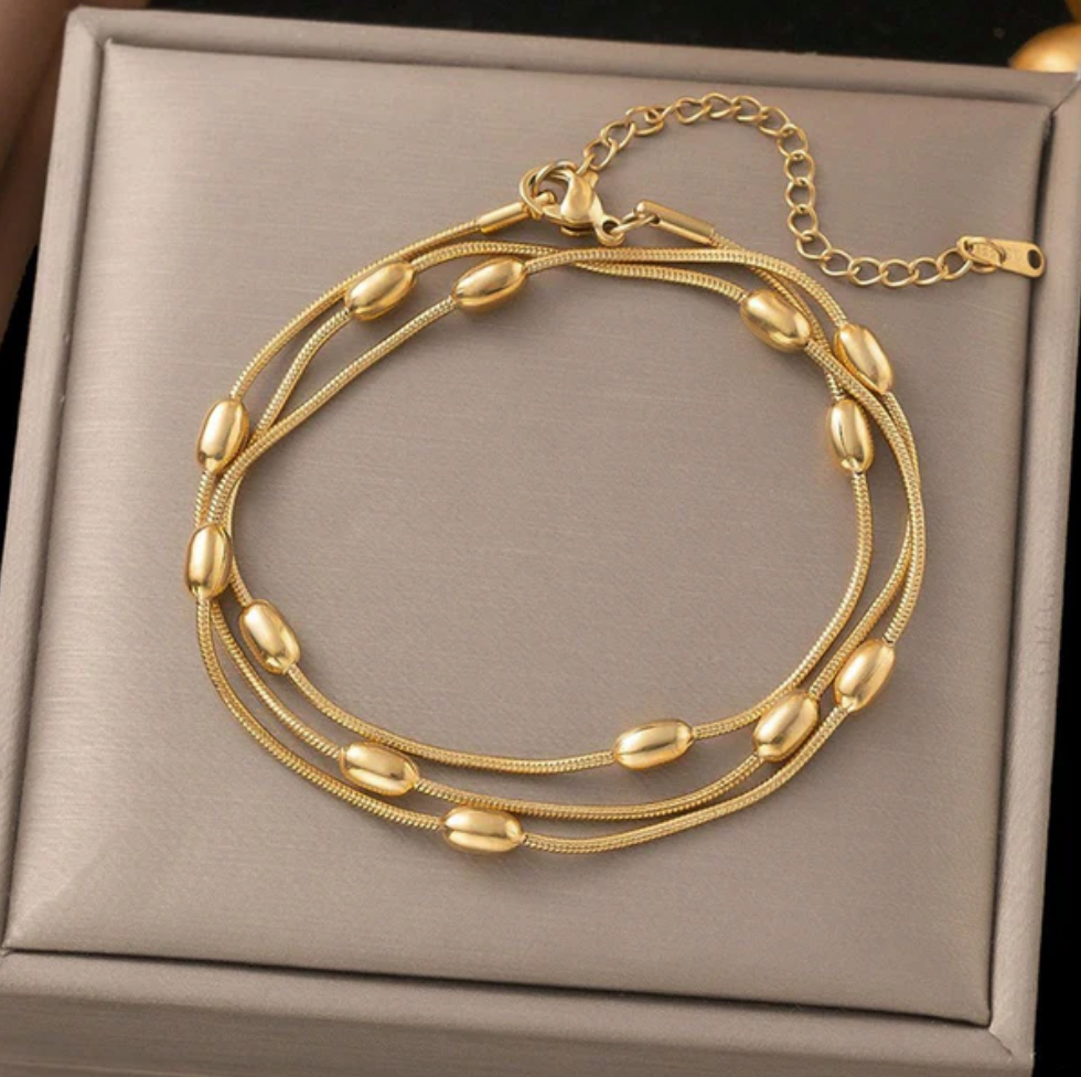 TFC Multi Beaded Gold Plated Bracelet Cum Necklace