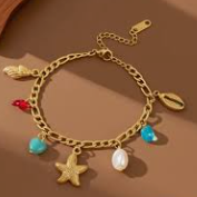 TFC Multi Color Charm Chain Gold Plated Bracelet