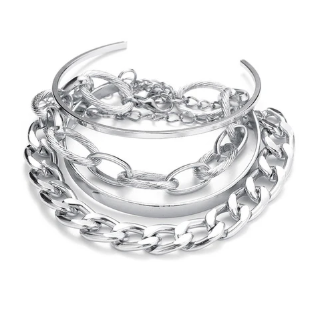 TFC Texture Oval Silver Plated Bracelet (set of 4)