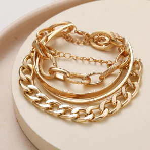 TFC Texture Oval Gold Plated Bracelet (set of 4)