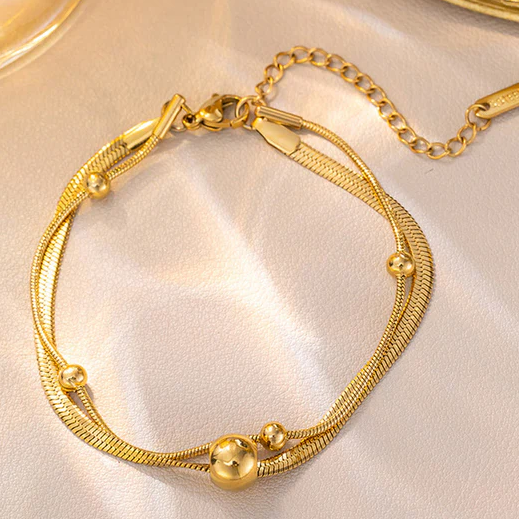 TFC Bold Beadline Luxe Gold Plated Bracelet