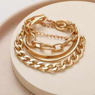 TFC Texture Oval Gold Plated Bracelet (set of 4)