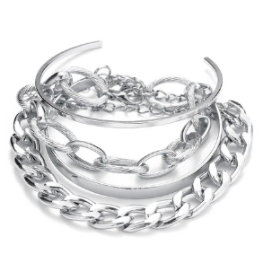 TFC Texture Oval Silver Plated Bracelet (set of 4)