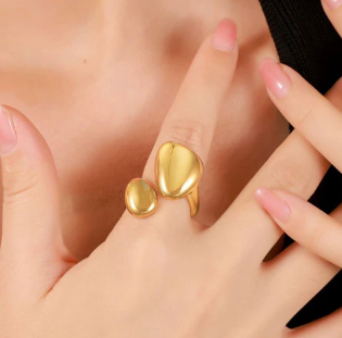 TFC Aura Melt Gold Plated Adjustable Ring