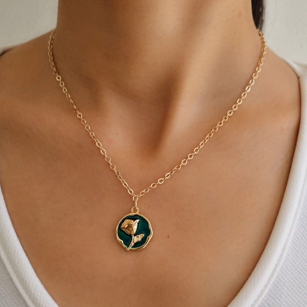 TFC Rose Chrome Gold Plated Pendant Necklace