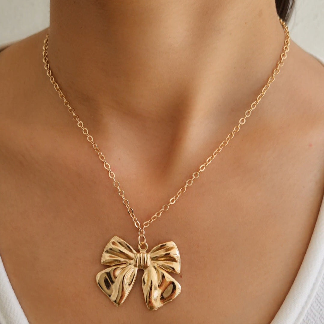 TFC Bravelle Bow Gold Plated Pendant Necklace