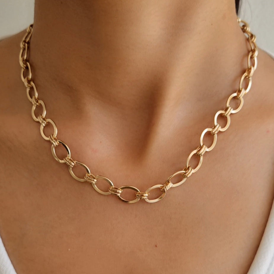 TFC Oval Link Gold Plated Chain Necklace