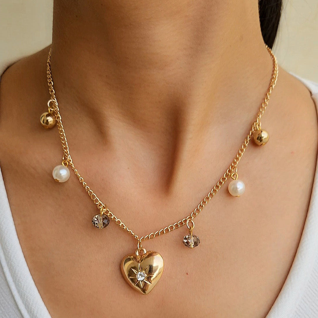 TFC Starry Heart Gold Plated Pendant Necklace