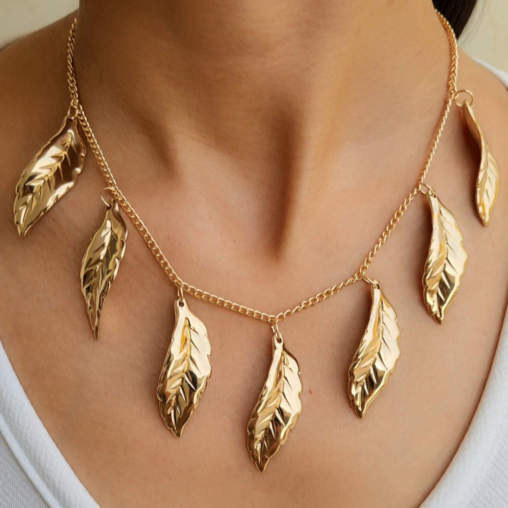 TFC Leaf Charms Gold Plated Necklace