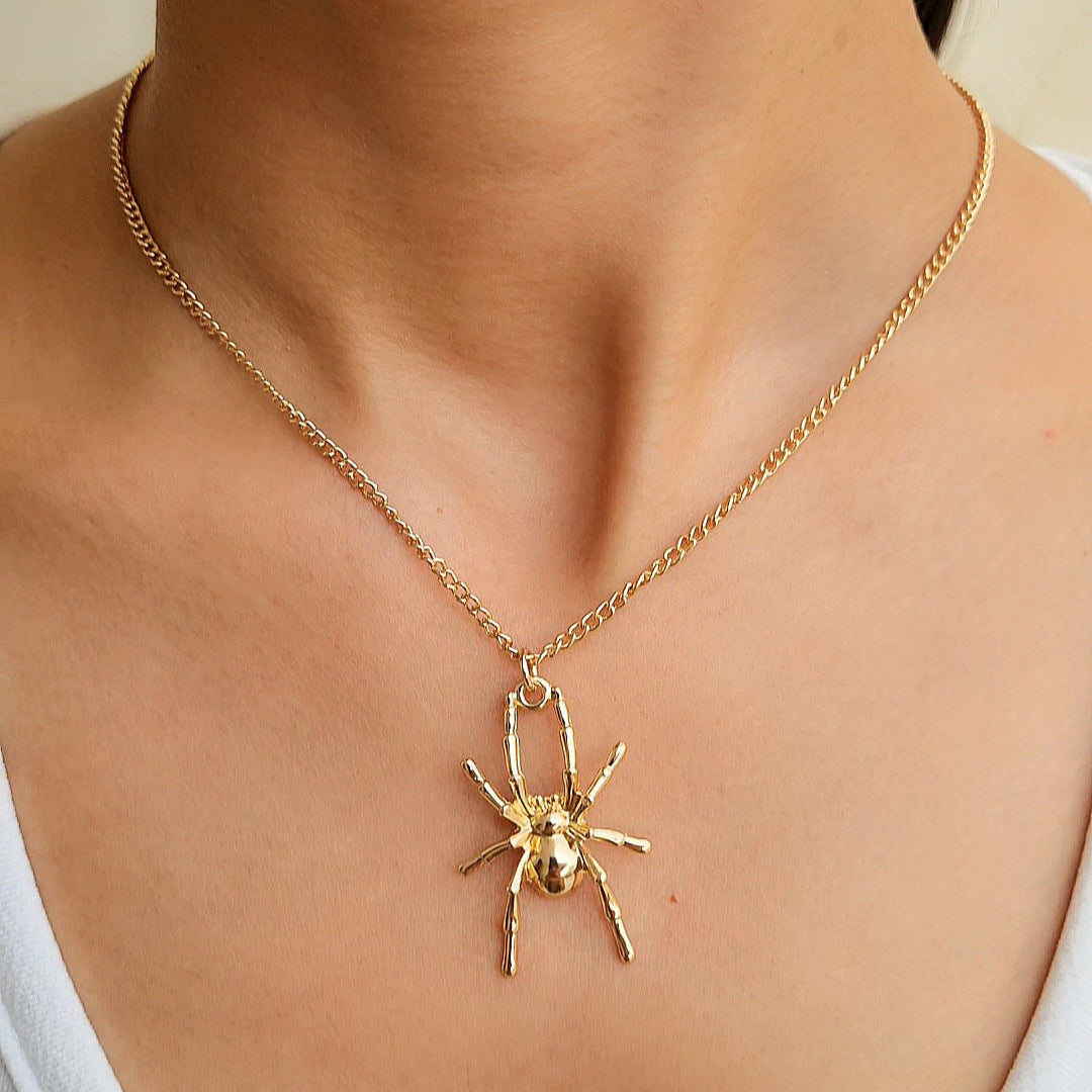 TFC Spider Web Gold Plated Pendant Necklace