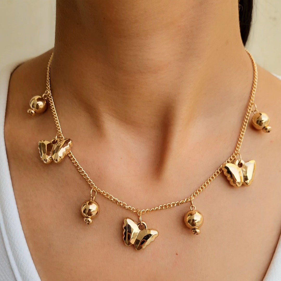 TFC Buterrfly Charm Gold Plated Necklace