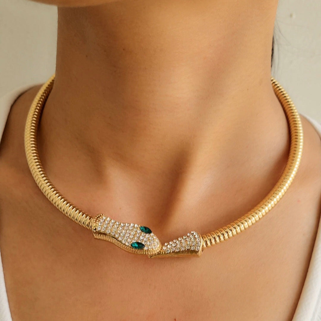 TFC Snake Gold Plated Choker Necklace