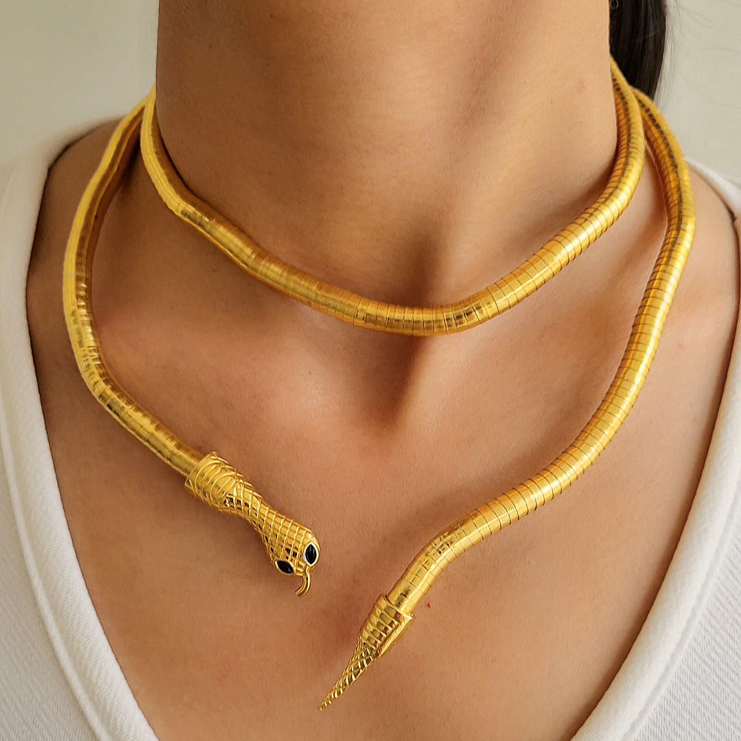 TFC Snake Gold Plated Adjustable Necklace