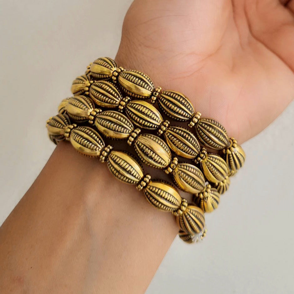 TFC Starlit Oxidised Gold Plated Bracelet (set of 4)