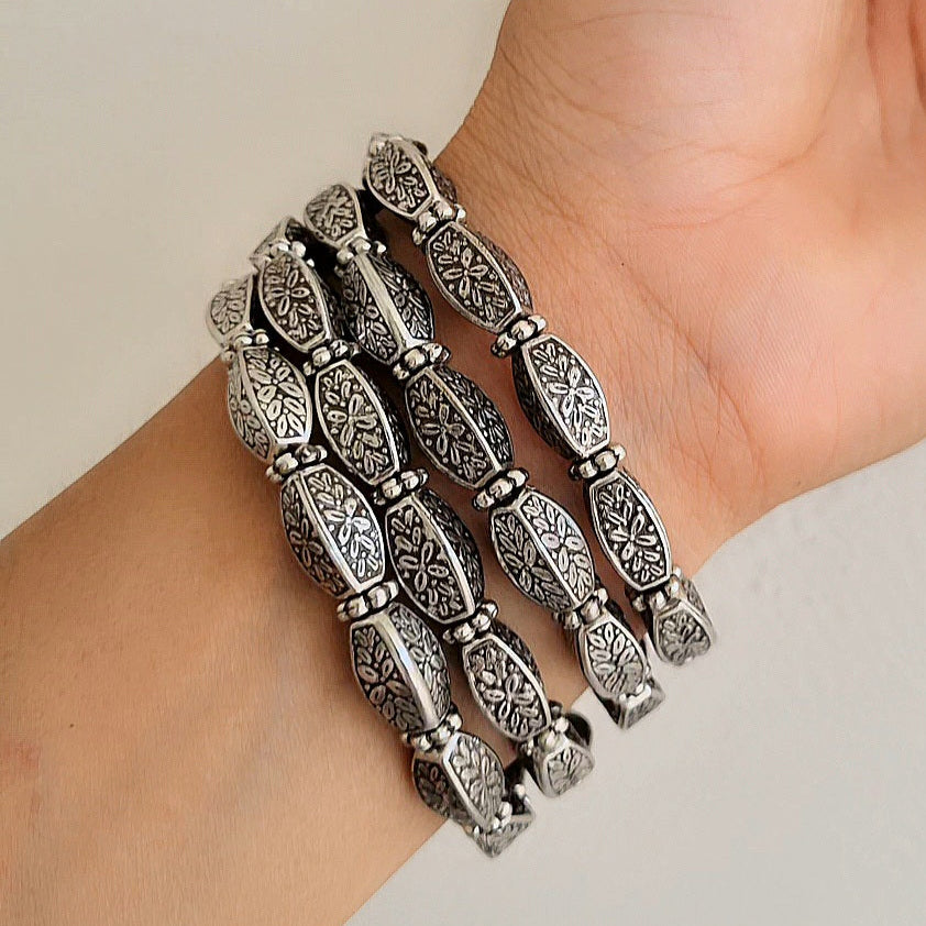 TFC Ancient Echo Oxidised Silver Plated Bracelet (set of 4)