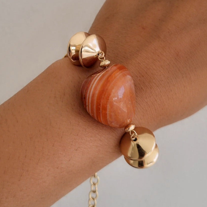 TFC Brown Stone Gold Plated Chain Bracelet
