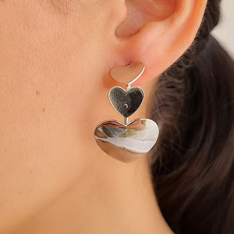 TFC Heart Trio Silver Plated Hoop Earrings