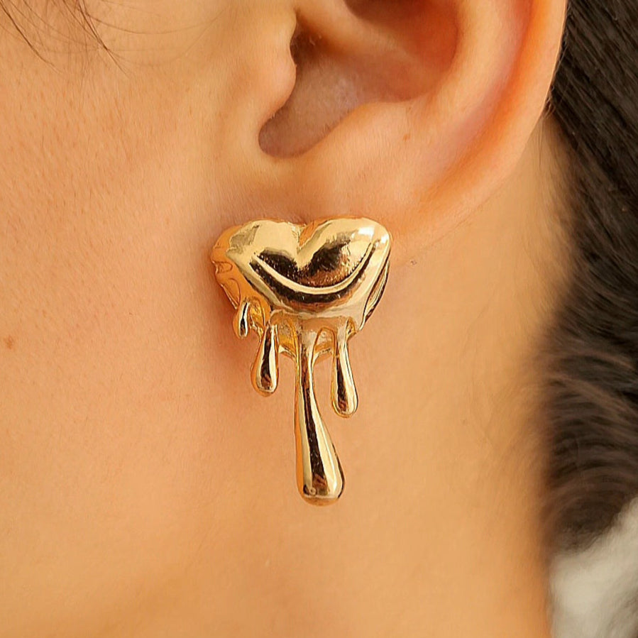 TFC Melting Heart Gold Plated Stud Earrings