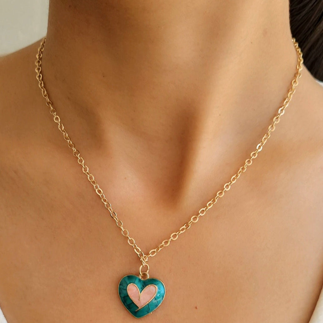 TFC Ocean Heart Gold Plated Pendant Necklace