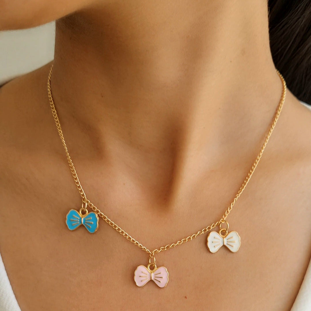 TFC Bow Charms Gold Plated Necklace