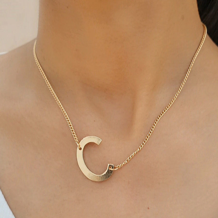 TFC Letter C Gold Plated Pendant Necklace
