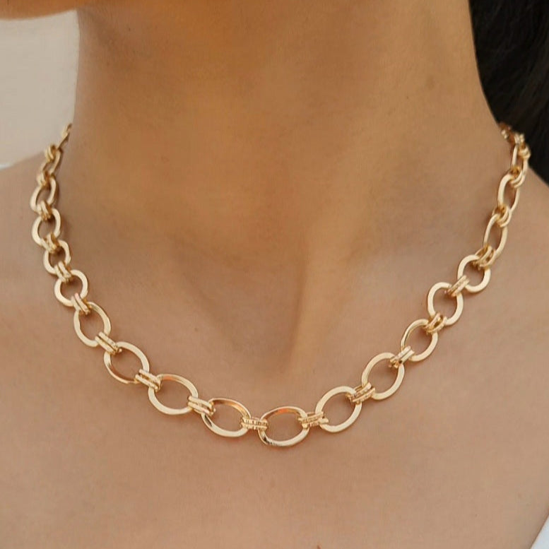 TFC Oval Link Gold Plated Chain Necklace