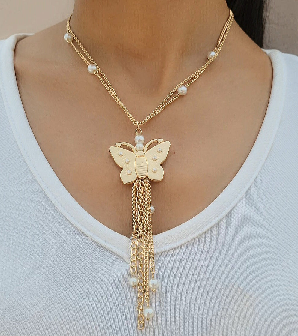TFC Butterloop Gold Plated Layered Necklace