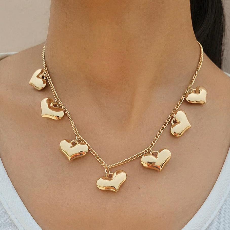 TFC Seven Heart Gold Plated Necklace