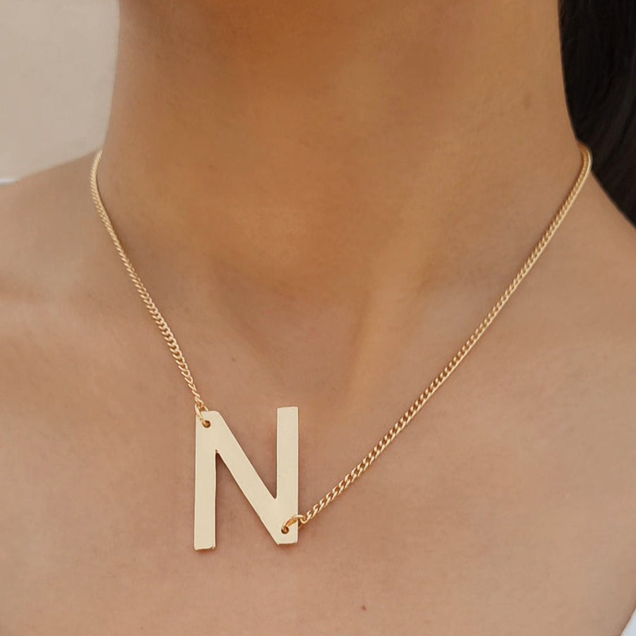 TFC Letter N Gold Plated Pendant Necklace