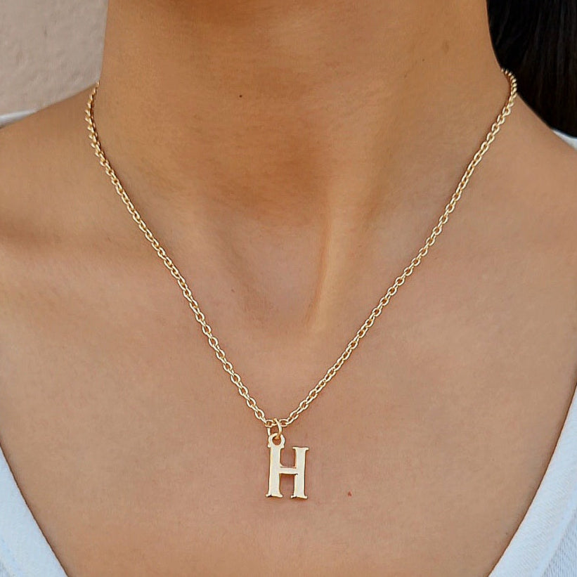 TFC Small Letter H - Gold Plated Pendant Necklace