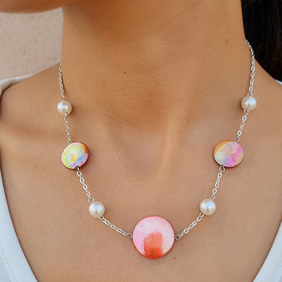 TFC Candy Bead Silver Plated Necklace