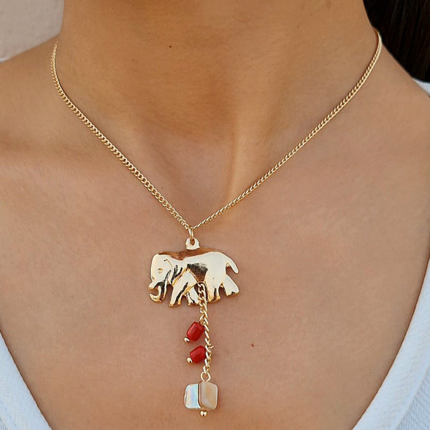 TFC Elephant Charm Gold Plated Necklace