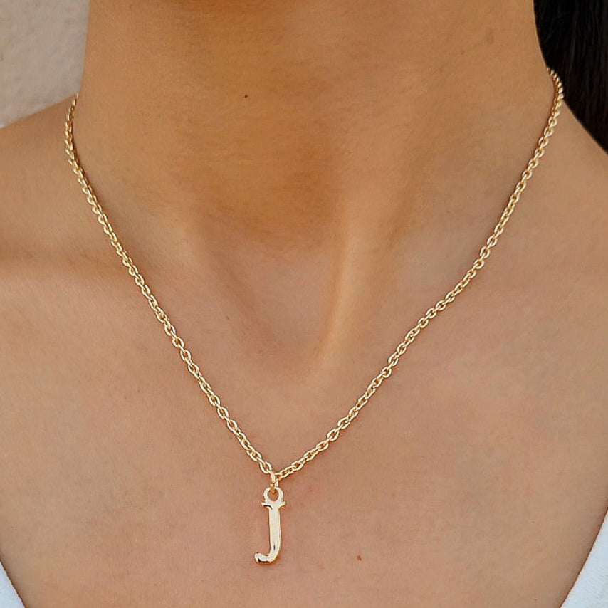 TFC Small Letter J - Gold Plated Pendant Necklace