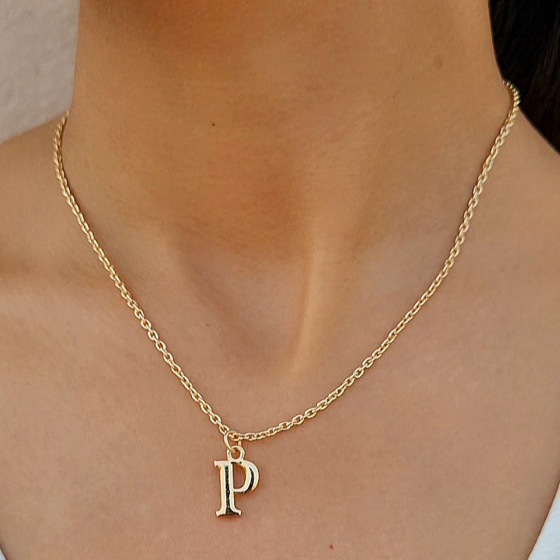 TFC Small Letter P - Gold Plated Pendant Necklace